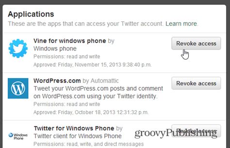 Revoke Facebook Access from Twitter