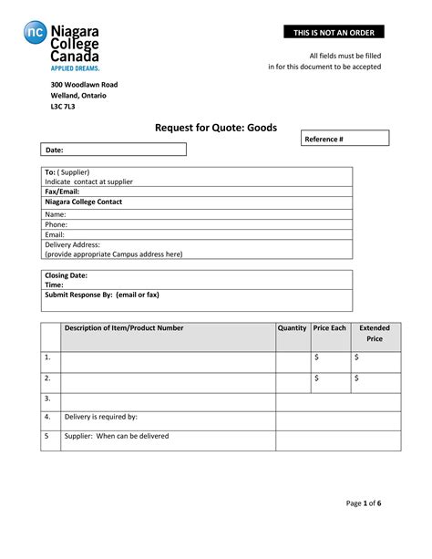 Rfq Template Excel Download