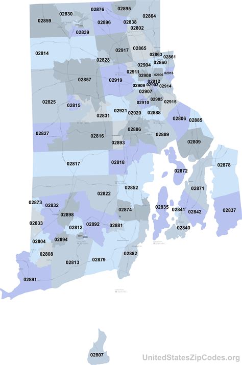 Kent County Zip Code Map, Rhode Island