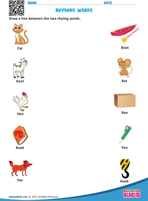 Rhyme Worksheets For Kindergarten