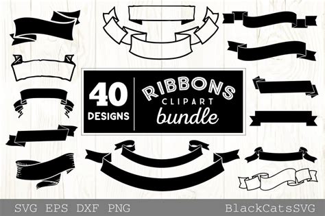 Download Ribbons Clipart Bundle 40 Designs Files For Crafts
