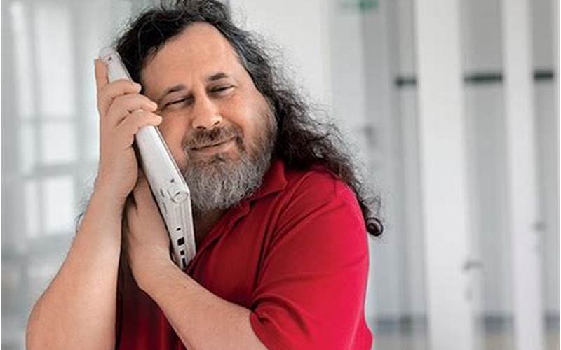 Richard Stallman With A Computer