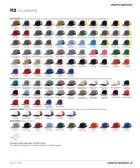 Richardson Hats Color Chart