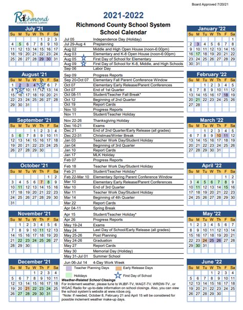 Richmond County Calendar