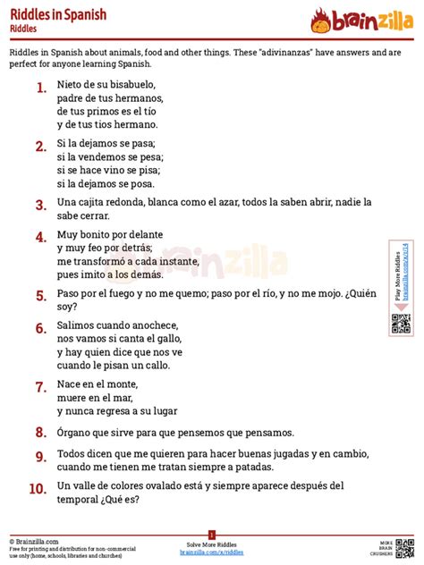 Riddle In Spanish