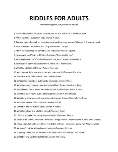 Riddles For Adults With Answers