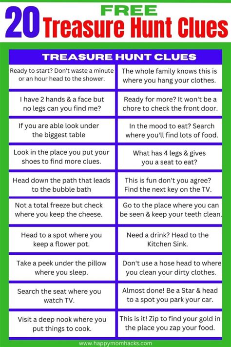 Riddles For Treasure Hunt Oven