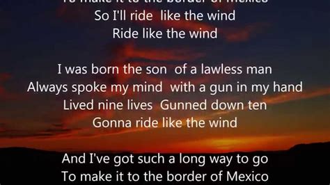 Ride Like the Wind Christopher Cross Lyrics