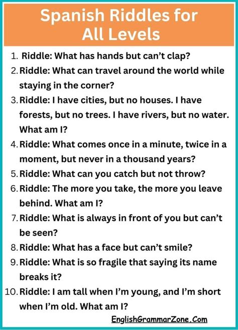 Ridles In Spanish
