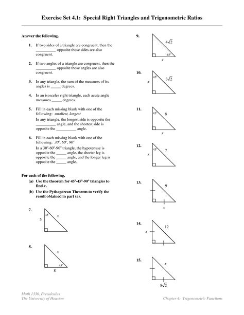 Right Triangle Word Problems Worksheet