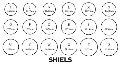 Ring Size Chart Letters