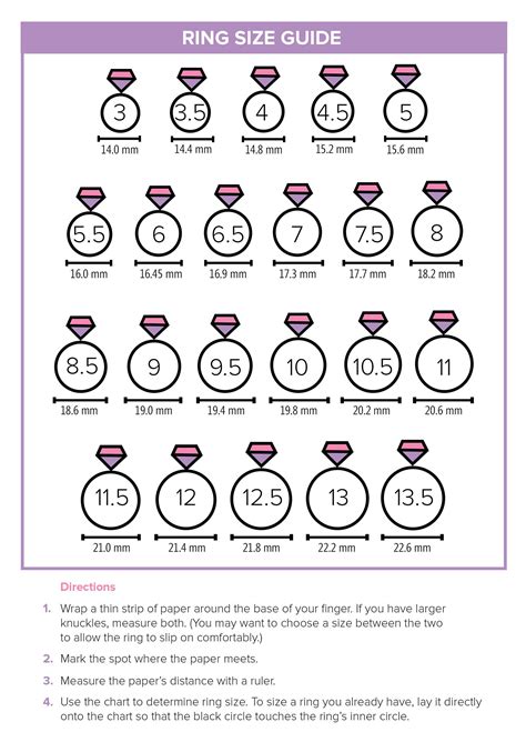 Ring Size Chart Printable Women's
