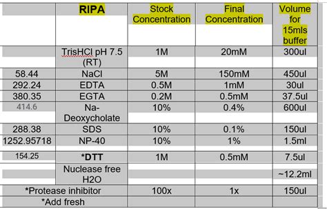 Ripa Lysis Buffer Recipe