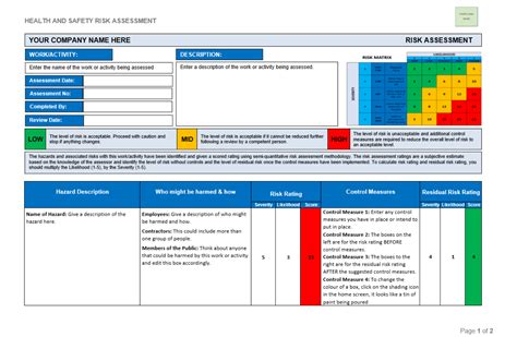 Risk Assessment Template