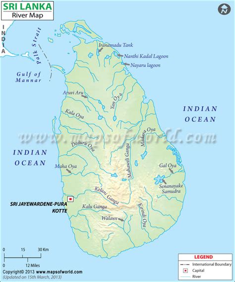 Sri Lanka river map River map Sri Lanka (Southern Asia Asia)