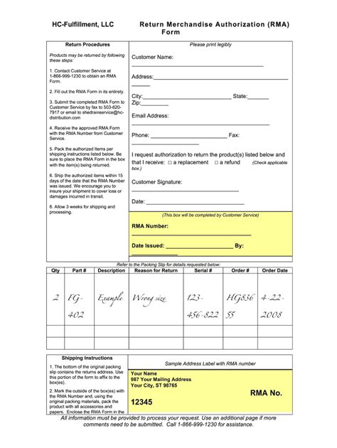 Blank rma form Fill out & sign online DocHub