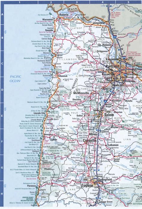 Road Map Of Oregon Coast
