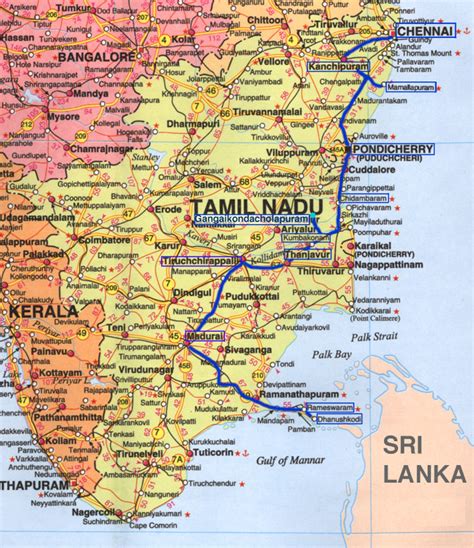 Tourist Map of Tamilnadu for Travel Packages