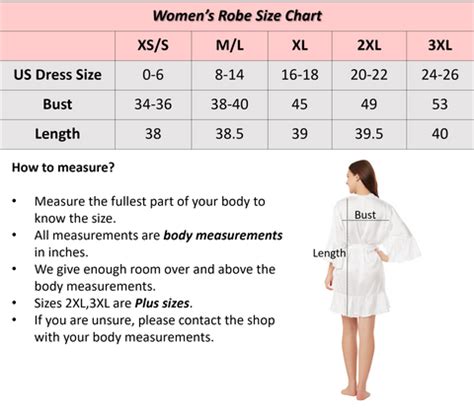 Robe Size Chart