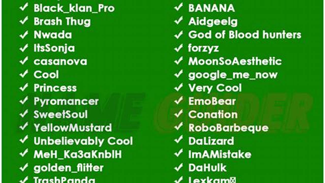 Roblox Usernames 2024