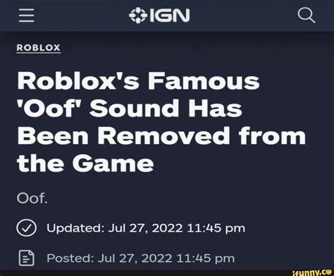 Roblox\'s Famous \'Oof\' Sound Has Been Removed from the Game 
