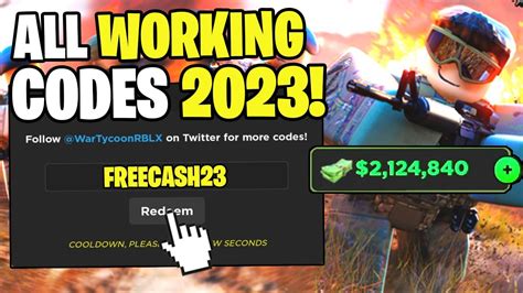 Roblox: Code War Tycoon Julho 2023 - Alucare