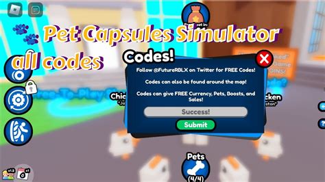 Roblox: Pet capsules simulator codes - Meristation