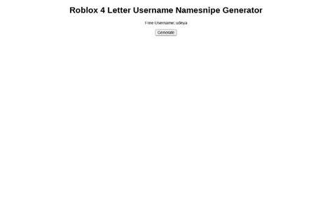 Roblox 4 Letter Name Generator Github