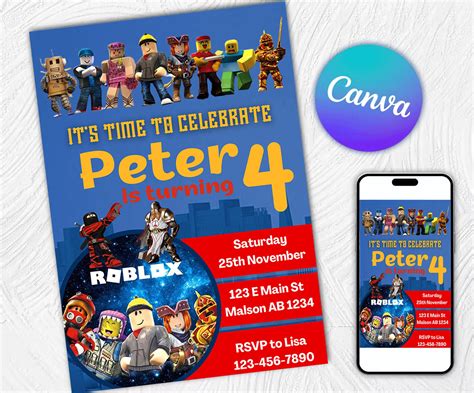 Roblox Birthday Invitation - Etsy