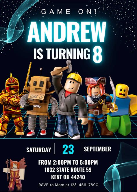 Roblox Birthday Invitation Birthday Invitations