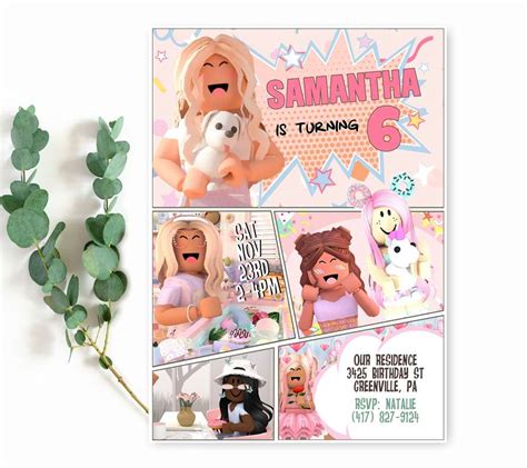 Roblox Birthday Invitation Girl - Edit Yourself Online FREE Demo