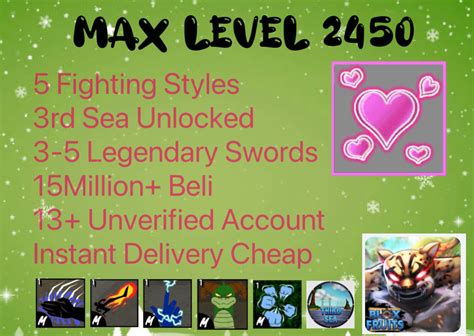 Roblox Blox Fruit Account Max Level 2450 3rd Sea Unlocked Fast 