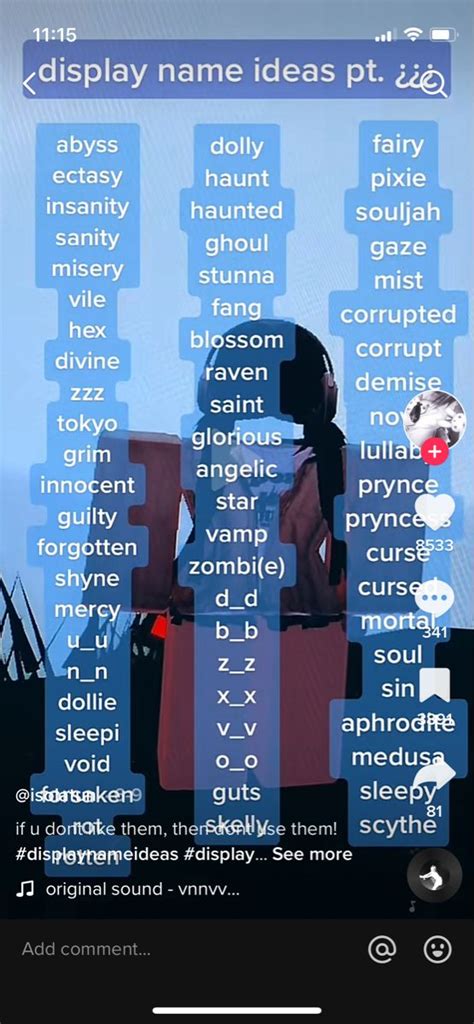 Roblox Display Name\'s | Roblox user name ideas, Usernames for 