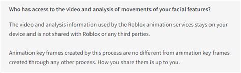 Roblox Facial Animation Privacy Notice – Roblox Support