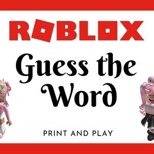 Roblox Guess the Word Game Family Game Night Instant Download 