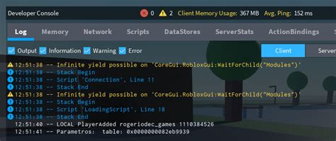 Roblox ModuleScript reporting Infinite yield possible on - Stack 