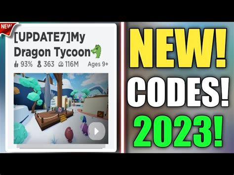 Roblox My Dragon Tycoon codes for free Cash in June 2023 