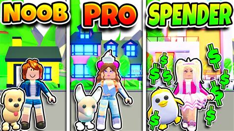 Roblox NOOB vs PRO vs ROBUX SPENDER in ADOPT ME - YouTube