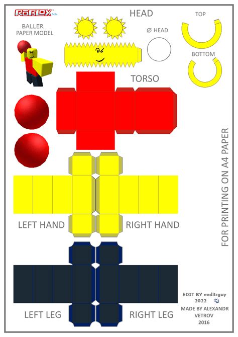 Roblox Paper Craft Template