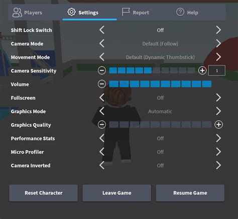 Roblox Settings Page
