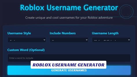 Roblox Username Generator (Checks Not Taken & 10+ Settings 