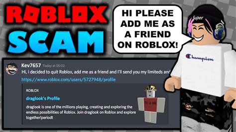 Roblox fake profile scam link