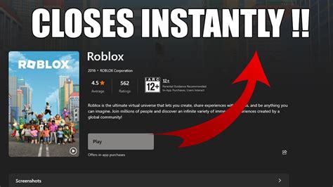 Roblox from Microsoft Store opens and closes immediately after 