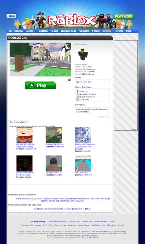 Roblox in 2011 - Web Design Museum