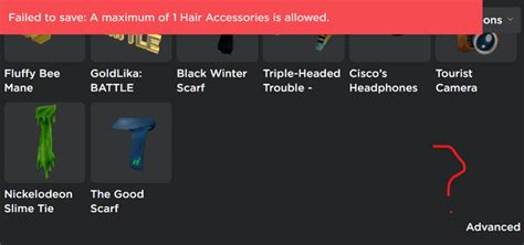 Roblox now prevents you from using advanced to wear more than 