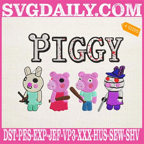 Roblox piggy embroidery design