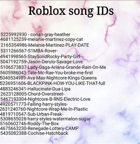 Roblox song id\'s