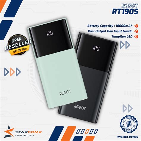 Robot RT190S Powerbank 10000mAh LED Display Dual Input Output Type C Micro New RT190