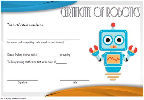 Robotics Certificate Template 2 Paddle Certificate