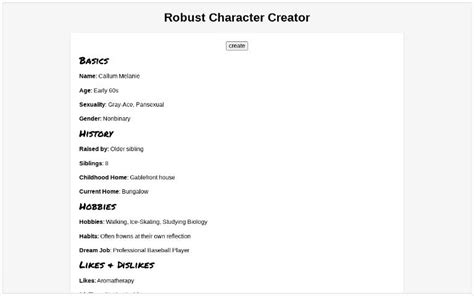 Robust character creator